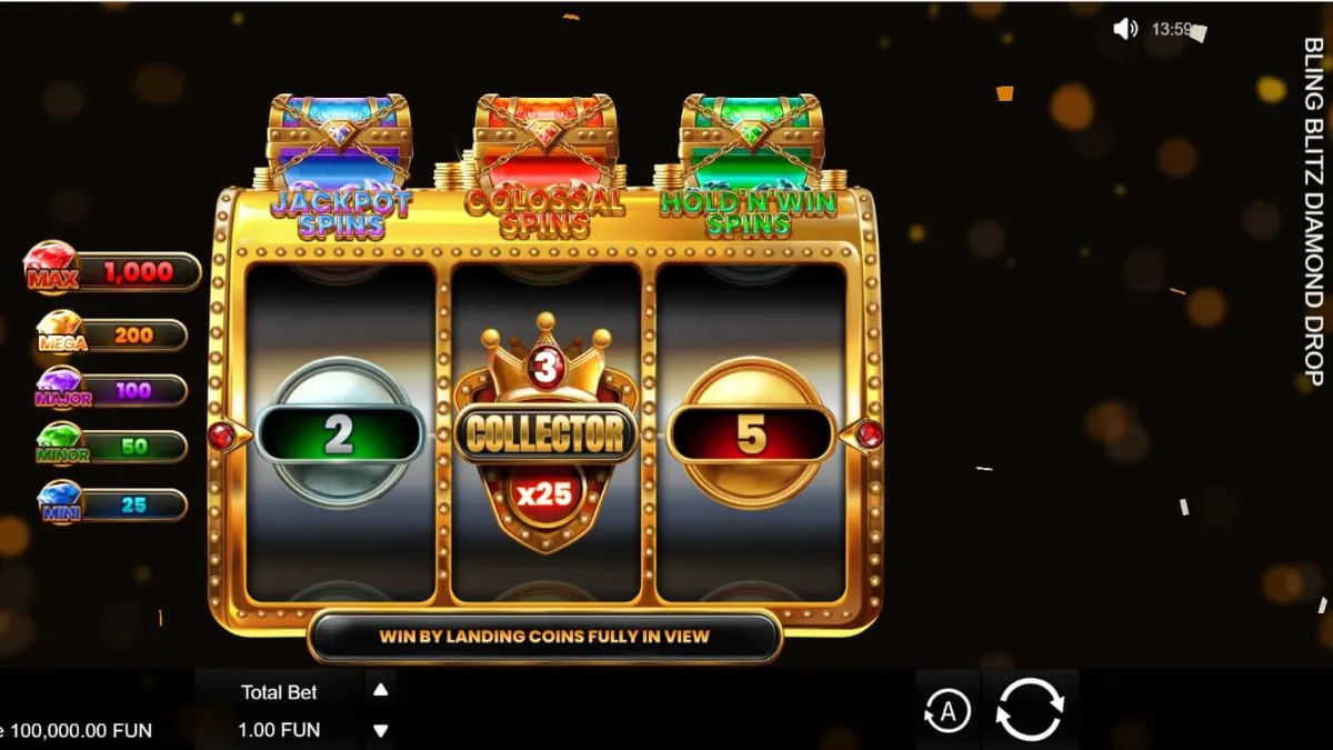 Bling Blitz Diamond Drop slot machine with luxury diamond theme