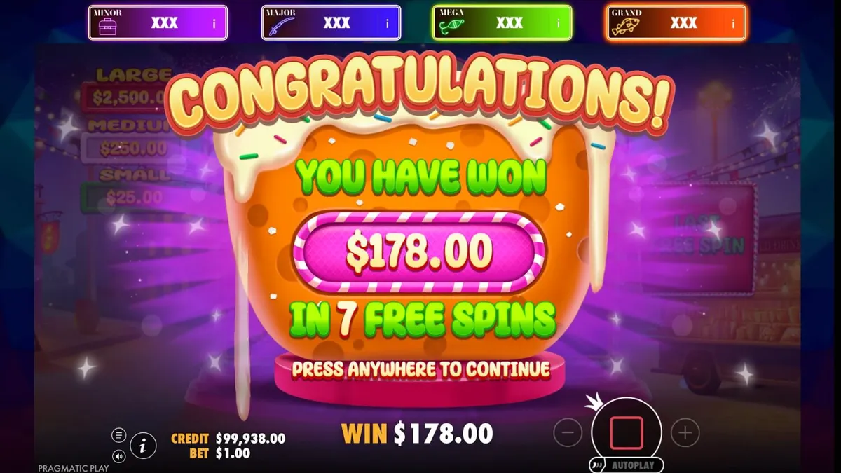 Tampilan visual slot Candy Pop dengan tema permen yang cerah dan penuh warna.